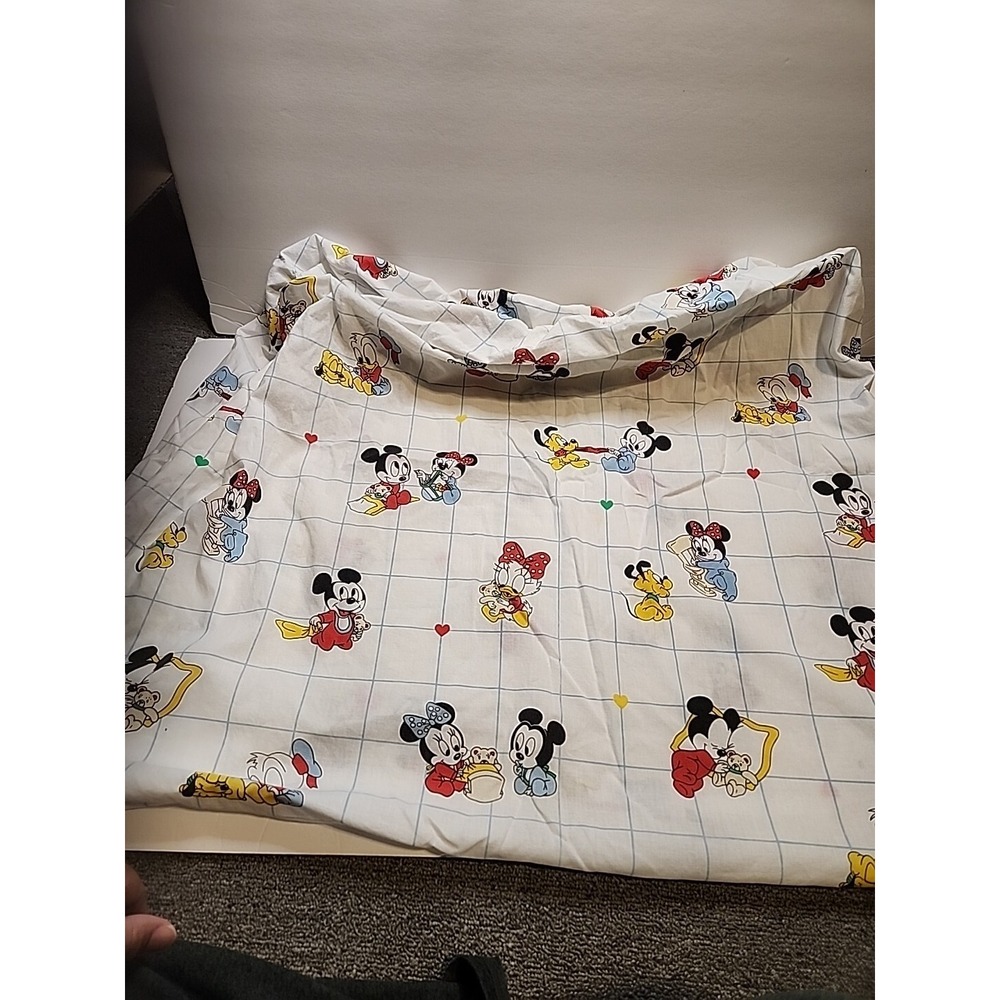 2 Vintage Dundee Disney Baby Crib Sheet Mickey & Minnie Pluto Fitted Crib Sheet